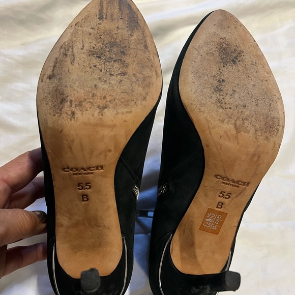 Coach black suede booties, barely worn, size 5.5B - Picture 4 of 5